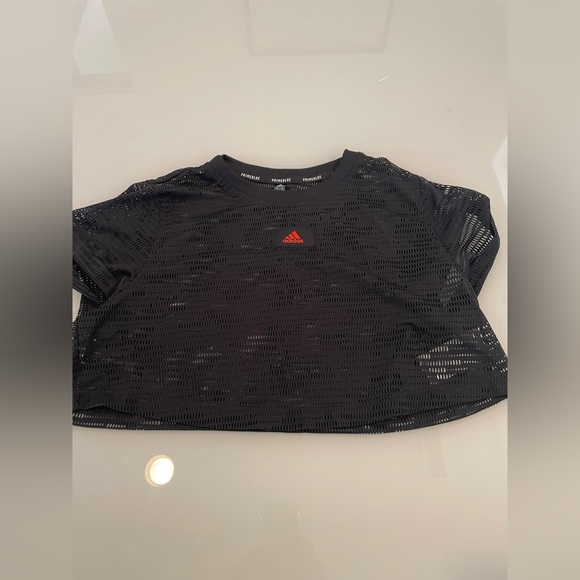 Adidas PRIMEBLUE Tennis Shirt Crop Top Women's Size M Mesh Black - Picture 1 of 4